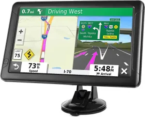 GPS Navigator for Car, Latest 2025 Map, Truck GPS 9 inch Touch Screen, Real Voice Spoken Turn-by-Turn Direction Reminding, Speed and Red Light Warning, Vehicle GPS Satellite Navigation System (Grey)