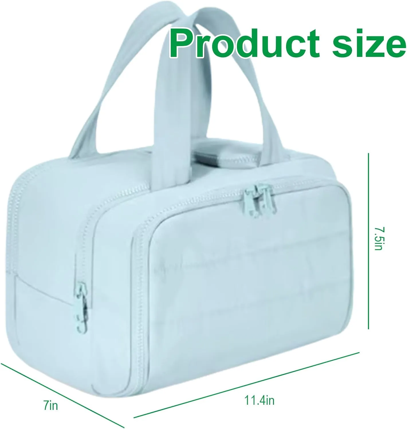 Green Large Capacity Wide-Open 4-in-1 Puffy Travel Cosmetic Bag - Waterproof, Lightweight & Multi-Functional Toiletry Organizer for Women(B)