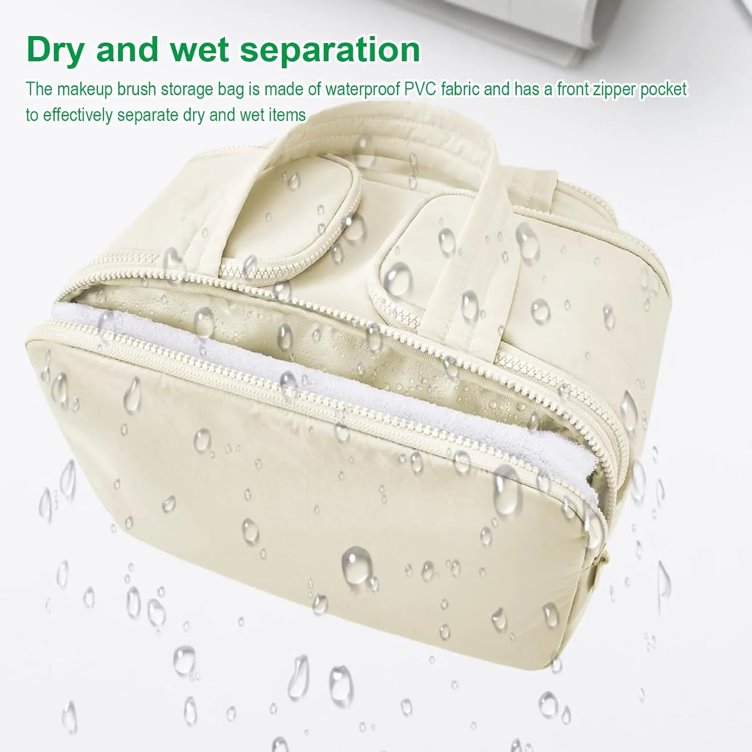 Green Large Capacity Wide-Open 4-in-1 Puffy Travel Cosmetic Bag - Waterproof, Lightweight & Multi-Functional Toiletry Organizer for Women(B)