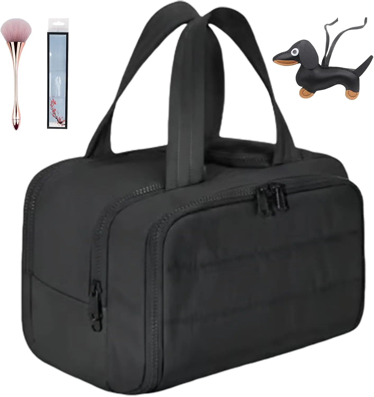 Green Large Capacity Wide-Open 4-in-1 Puffy Travel Cosmetic Bag - Waterproof, Lightweight & Multi-Functional Toiletry Organizer for Women(B)
