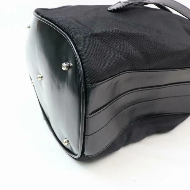 Gucci Early Purse Black Nylon And Leather With Bamboo Handle Satchel