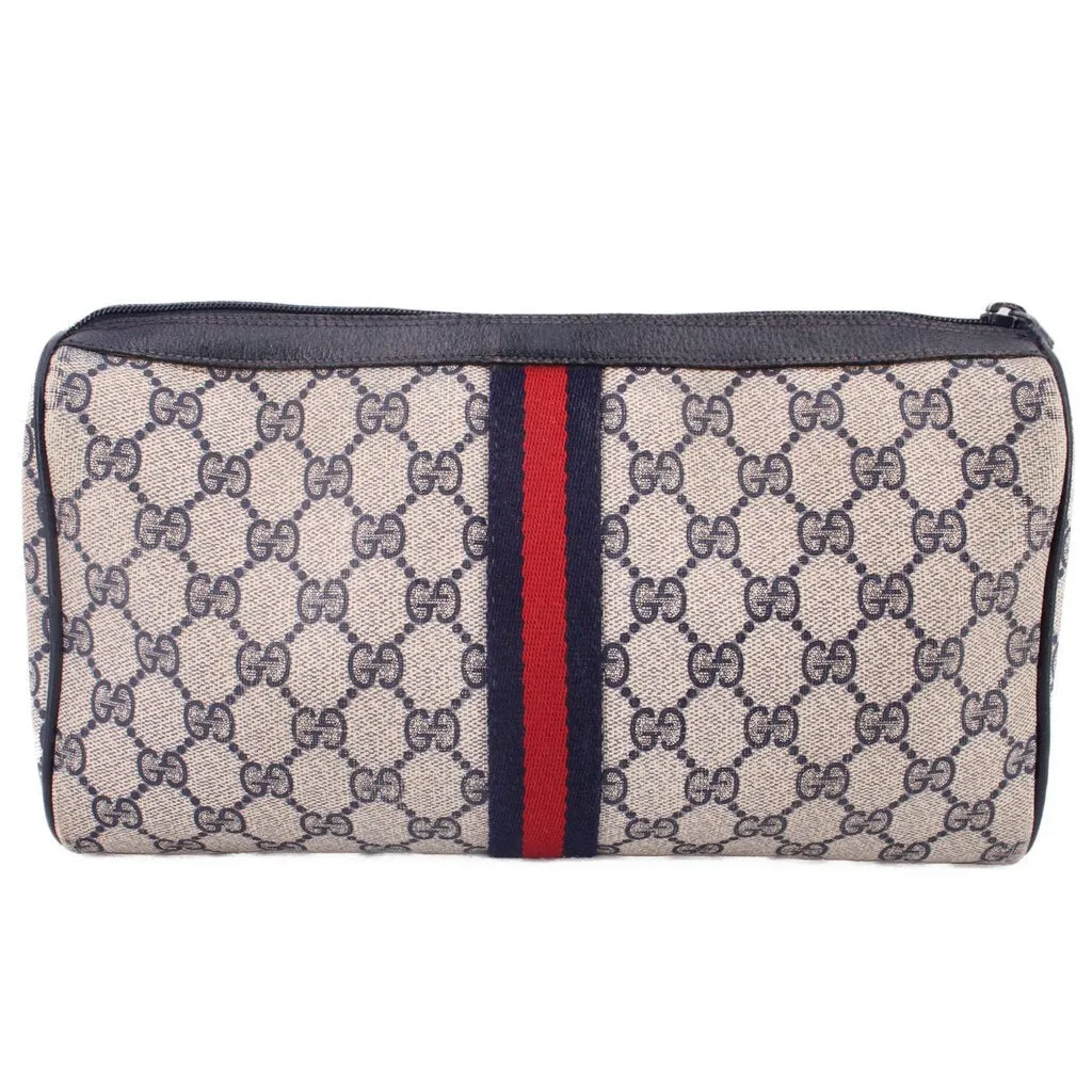 GUCCI VINTAGE GG POUCHES NAVY