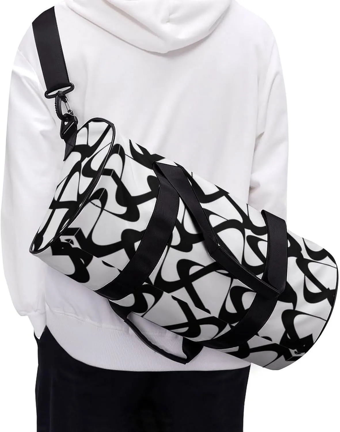 Gym Bag for Men Women Lightweight Sports Duffle Bag with Multiple Compartments Cylindrical Gym Bag for Fitness Travel And Outdoor Activities Ater Resistant Yoga Bag Training Bag Abstract Loops