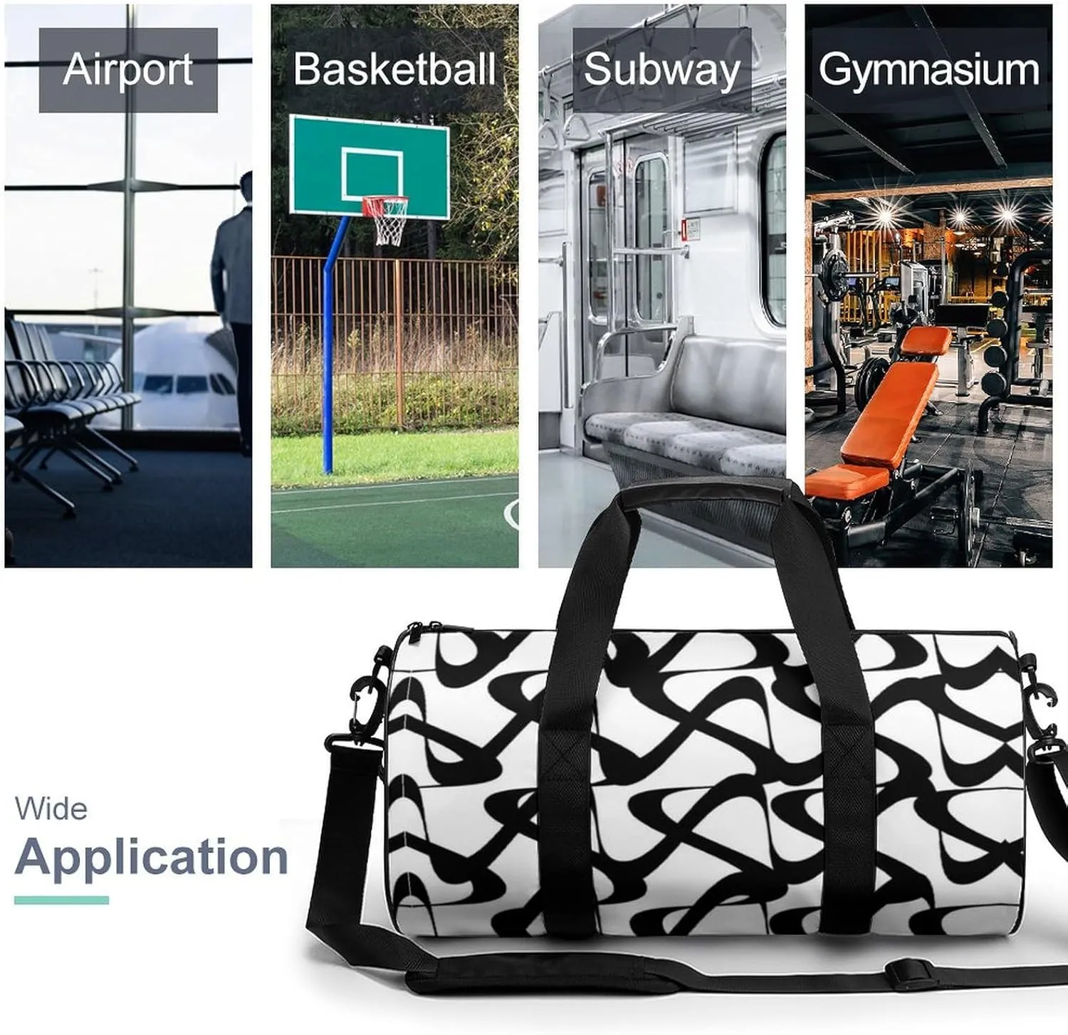 Gym Bag for Men Women Lightweight Sports Duffle Bag with Multiple Compartments Cylindrical Gym Bag for Fitness Travel And Outdoor Activities Ater Resistant Yoga Bag Training Bag Abstract Loops