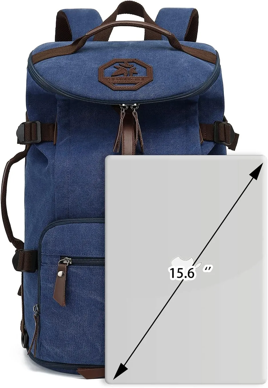 Gym Duffle Bag Backpack 4-Way Vintage canvas with Shoes Compartment for travel Sport Hiking laptop (Vintage blue) X-Large