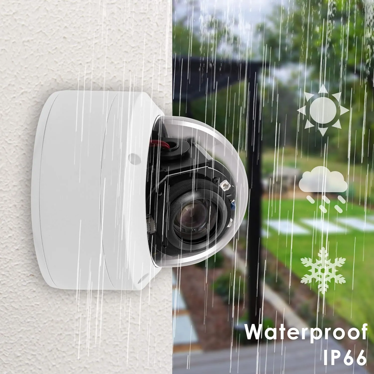 H.265 HD 1080P Security POE PTZ Dome Camera, Hikvision Compatible Indoor/Outdoor 2.7-13.5mm Motorized Lens 5X Zoom, Audio in,Pan 355° Tilt 90°, Waterproof IP66 98ft Night Vision,Motion Detection