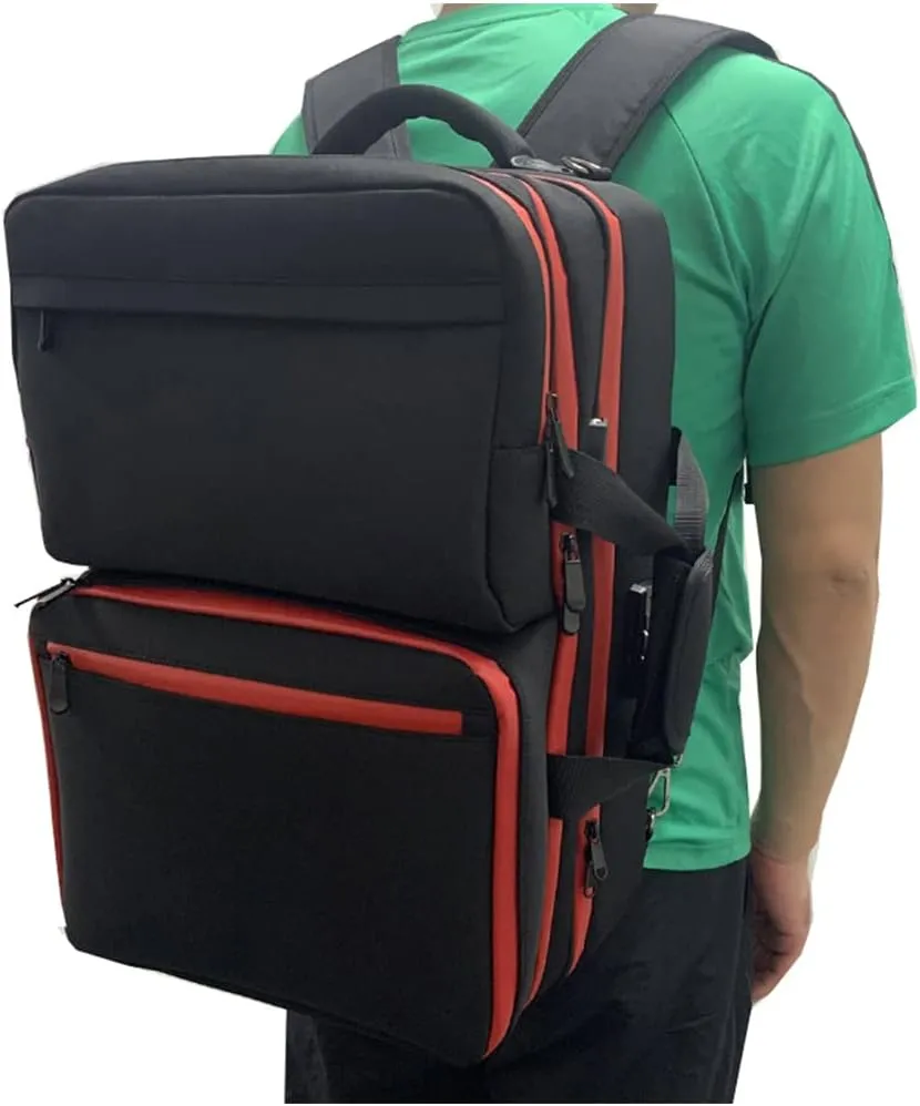haircut cosmetic travel bag barber's mobile station tool organizer make up bag with insert tray design (red)