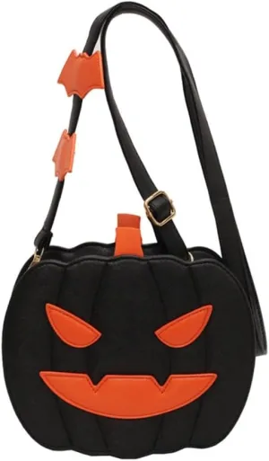 Halloween Pumpkin Crossbody Bag For Women PU Leather Handbag Shoulder Purse With Adjustable Strap