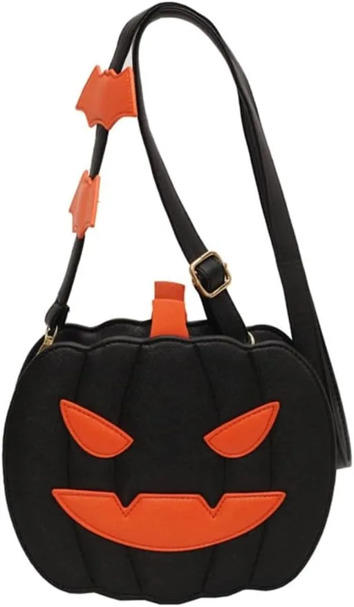 Halloween Pumpkin Crossbody Bag For Women PU Leather Handbag Shoulder Purse With Adjustable Strap