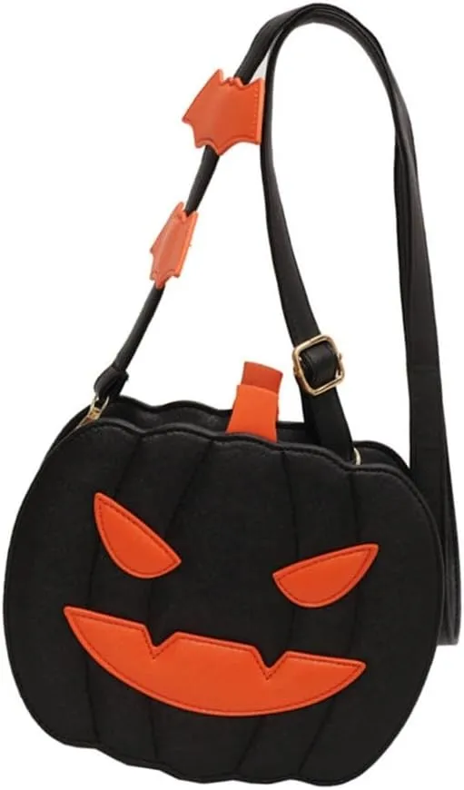 Halloween Pumpkin Crossbody Bag For Women PU Leather Handbag Shoulder Purse With Adjustable Strap