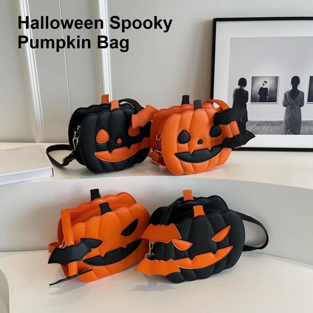 Halloween Pumpkin Crossbody Bag For Women PU Leather Handbag Shoulder Purse With Adjustable Strap