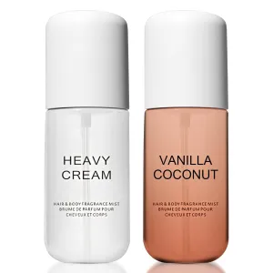 Heavy Cream & Vanilla Perfume Fragrance Mist for Hair & Body Vanillas Hair Perfume for Women Vanilla and Cream Duo Mist Body Spray for Men Long-Lasting Scent Mini Size 50ML-(Mixed Pack)