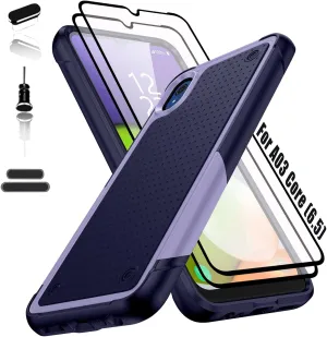 Heavy Duty Case for Samsung Galaxy A03 Core 6.5 Inche, 4 Corners with Airbags[12ft Drop Protection], Non-Slip Textured Grip Bumper Support Wireless Charging Drop Resistant Case -Blue/Purple