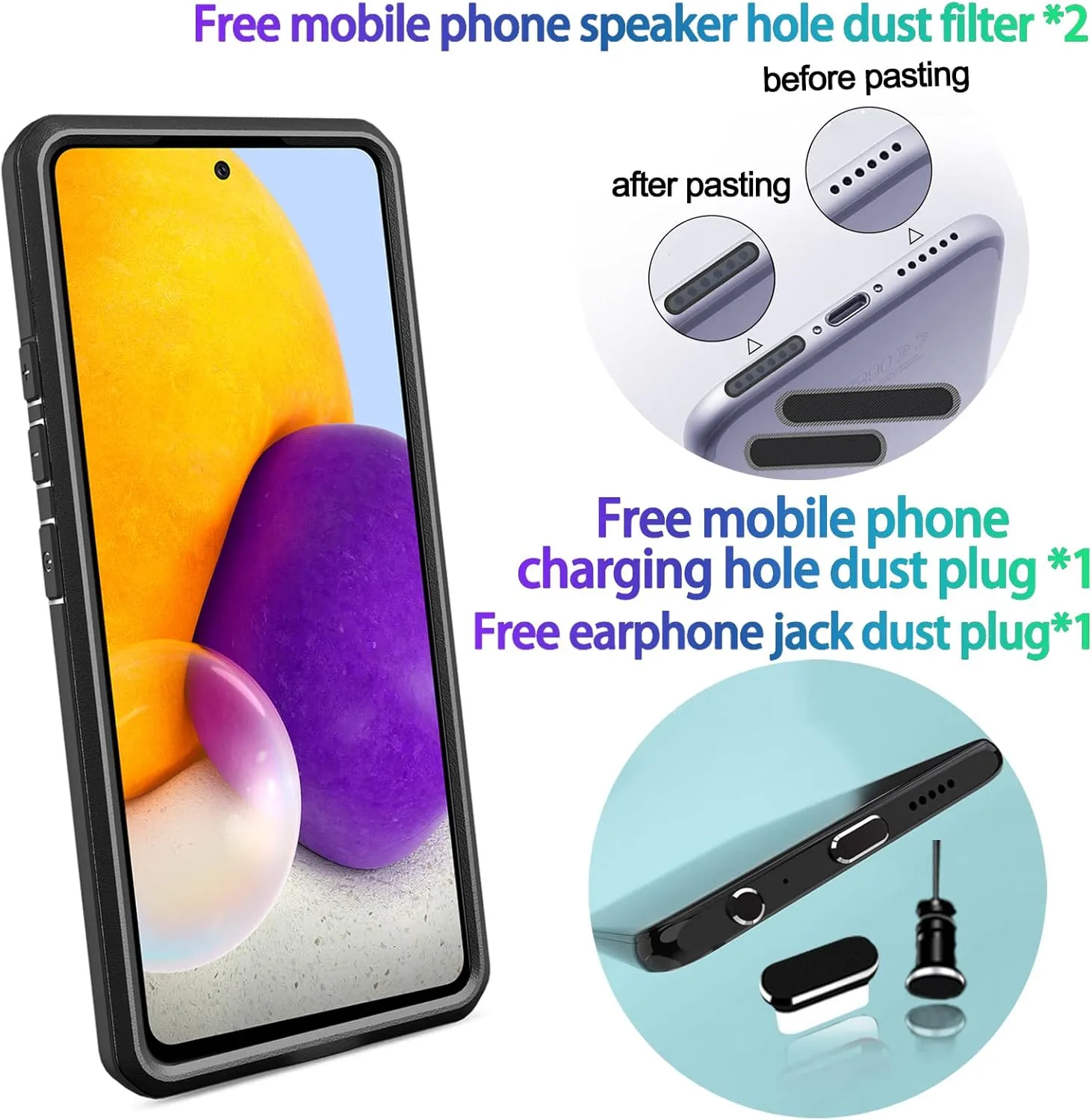 Heavy Duty Case for Samsung Galaxy A03 Core 6.5 Inche, 4 Corners with Airbags[12ft Drop Protection], Non-Slip Textured Grip Bumper Support Wireless Charging Drop Resistant Case -Blue/Purple