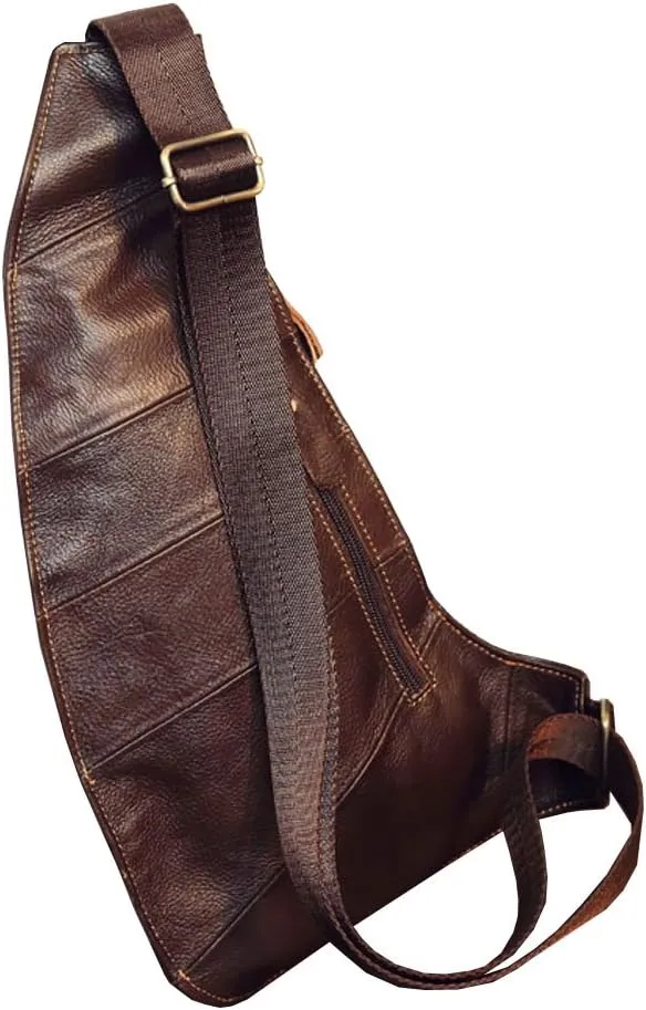 Hebetag Leather Sling Bag Crossbody Backpack for Men Women Travel Outdoor Camping