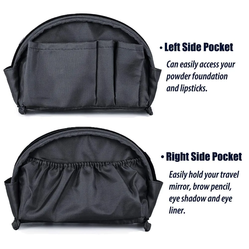 Hekyip Half Moon Cosmetic Bag, Travel Makeup Pouch, Portable Waterproof Cosmetic Pouch for Girls Women, Small (ALL BLACK)