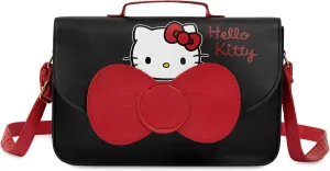 Hello Kitty Girls Teenagers Handbag, Crossbody Shoulder Bag with Adjustable Strap Fashion Travel Women Girls Gifts (Black/Red)