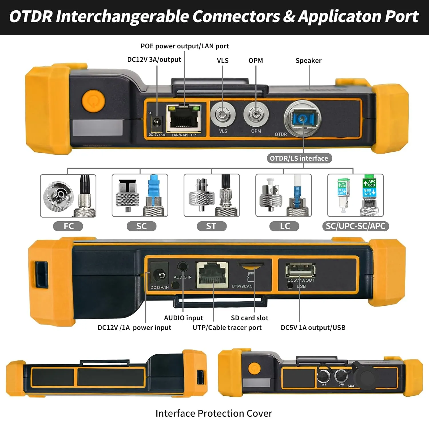 Henkion OTDR Optic Fiber Tester IP Camera Tester Wavelengh 1310/1550nm Dynamic Range 28/26dB Auto OTDR Fiber Test,Cable Test Network Tools OPM VFL LS OLS Event Map WiFi Connectors FC/UPC,SC,ST,LC