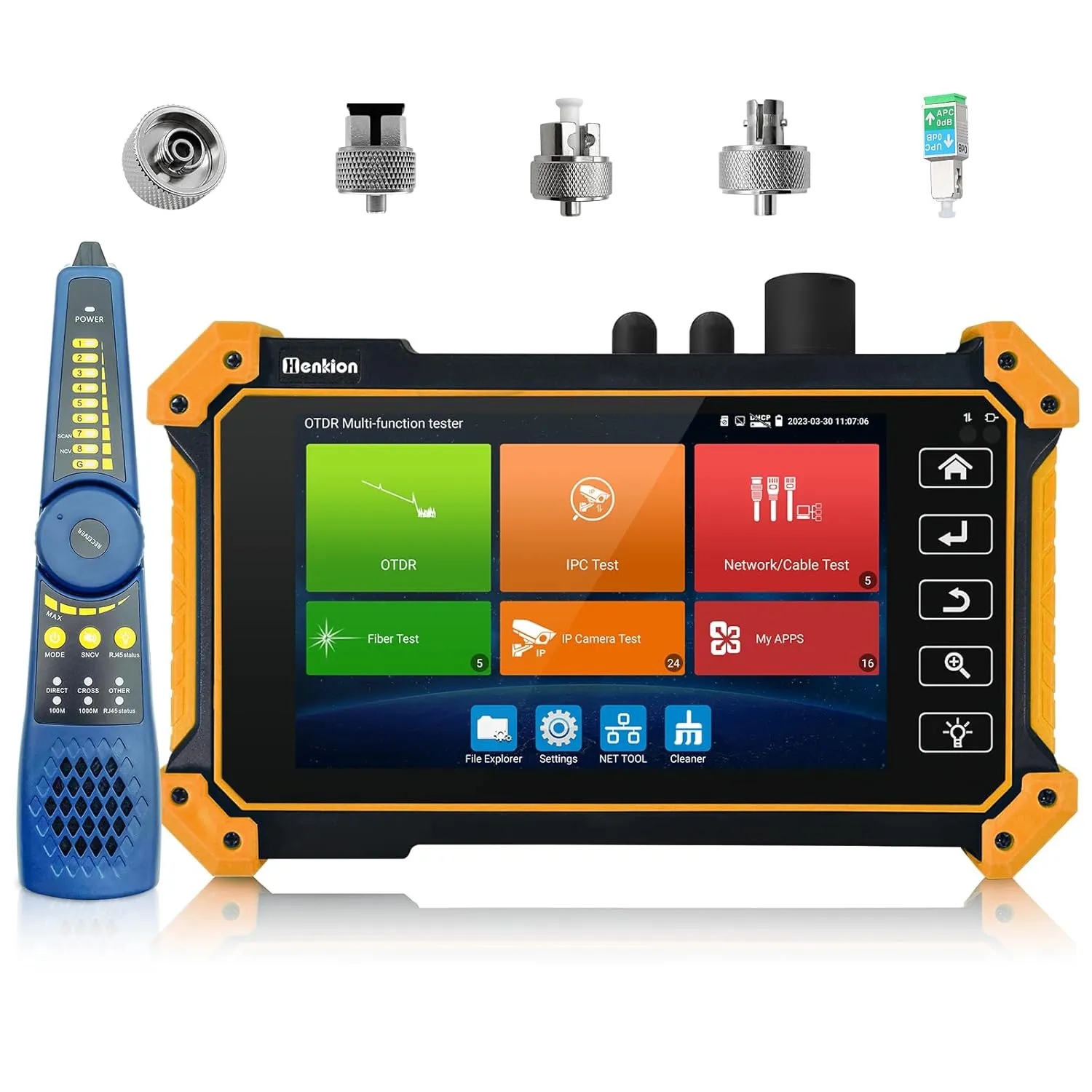 Henkion OTDR Optic Fiber Tester IP Camera Tester Wavelengh 1310/1550nm Dynamic Range 28/26dB Auto OTDR Fiber Test,Cable Test Network Tools OPM VFL LS OLS Event Map WiFi Connectors FC/UPC,SC,ST,LC