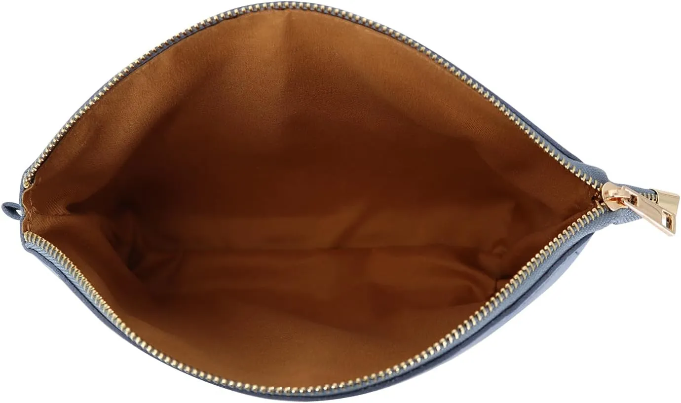 HIFA Leather Makeup Bag, Travel Makeup Bag -Perfect Size, Top Zipper Closure, Lined Inside- Makeup Case, Makeup Organizer Bag