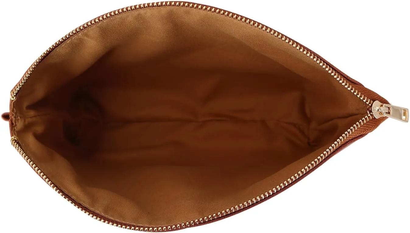 HIFA Leather Makeup Case; Perfect Size - Top Zipper Closure