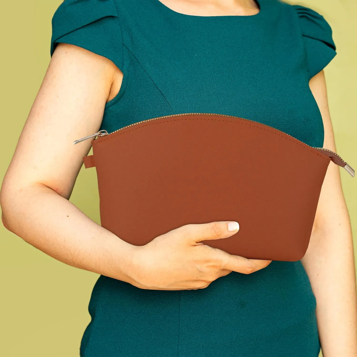 HIFA Leather Makeup Case; Perfect Size - Top Zipper Closure