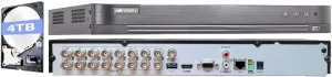 HIK 16CH 5MP DVR iDS-7216HQHI-M2/S AcuSense with 4TB HDD Installed-16 Channel Supports 5MP HD-TVI & CVI/5MP AHD HD Analog Coax   up to 8 IP Channels H.265  Compatible with Hikvision Hik-Connect APP