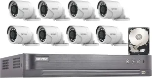 HIK 8CH 1080p HD CCTV Security Camera Kit Bundle for Hikvision iDS-7208HQHI-M1/S 8CH DVR with 2TB HDD 8X 2MP Outdoor Bullet Analog HD Cameras Video Recording Remote Access Hik-Connect App