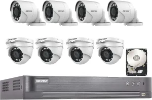 HIK CCTV Kit Bundle for HIKVISION 8ch HD DVR iDS-7208HQHI-M1/S with 2TB HDD, 8X Outdoor Mixed Bullet/Dome 2MP 1080p TurboHD Analog Cameras Remote Access Hik-Connect App Surveillance System