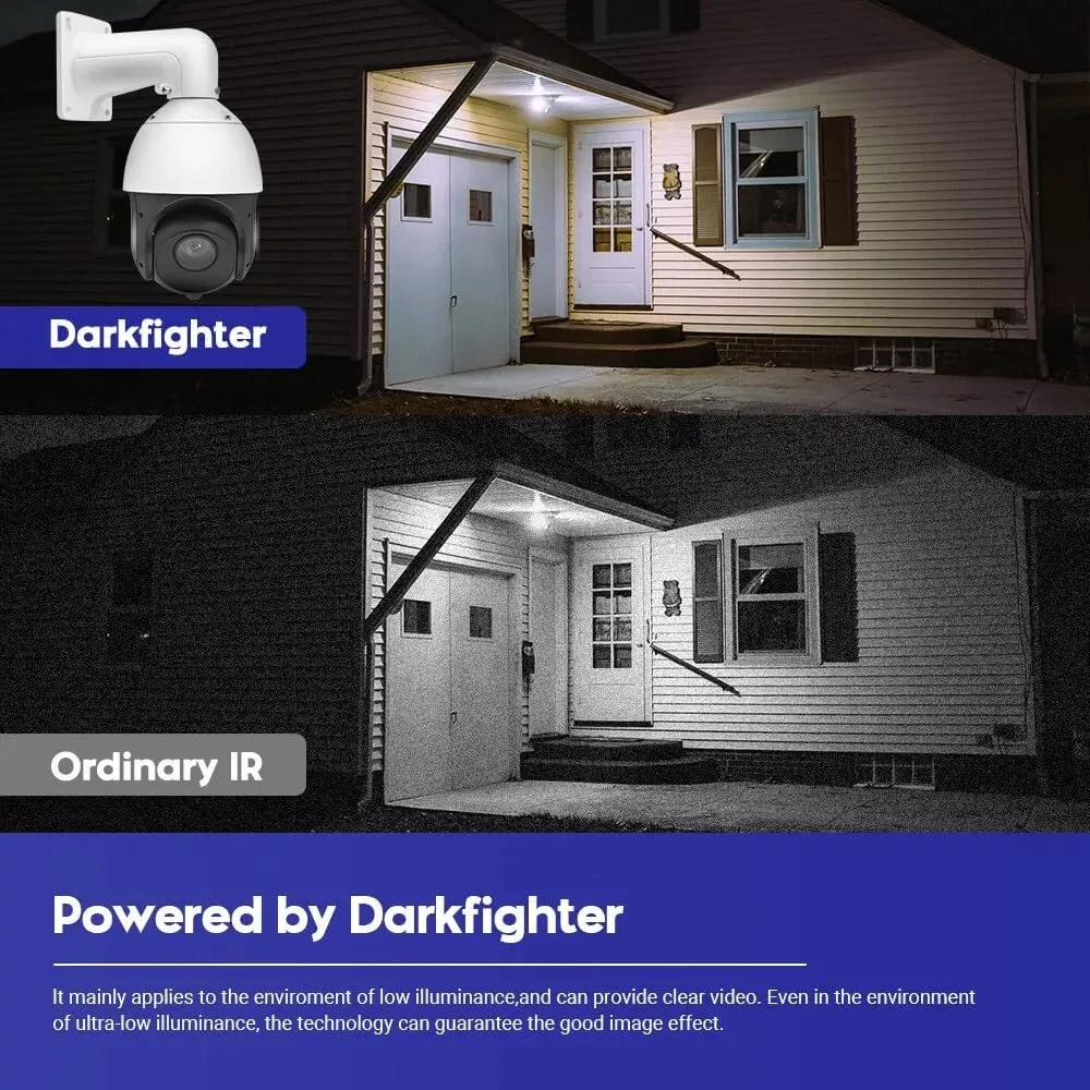 HIKV DS-2DE4425IW-DE(T5) 4MP DarkFighter IR Speed Dome PTZ PoE IP Camera with 25x Optical Zoom, 4.8~120mm Varifocal Lens, Smart VCA, Face Capture, 100m IR Range, WDR, IP66, Compatible with Hikvision