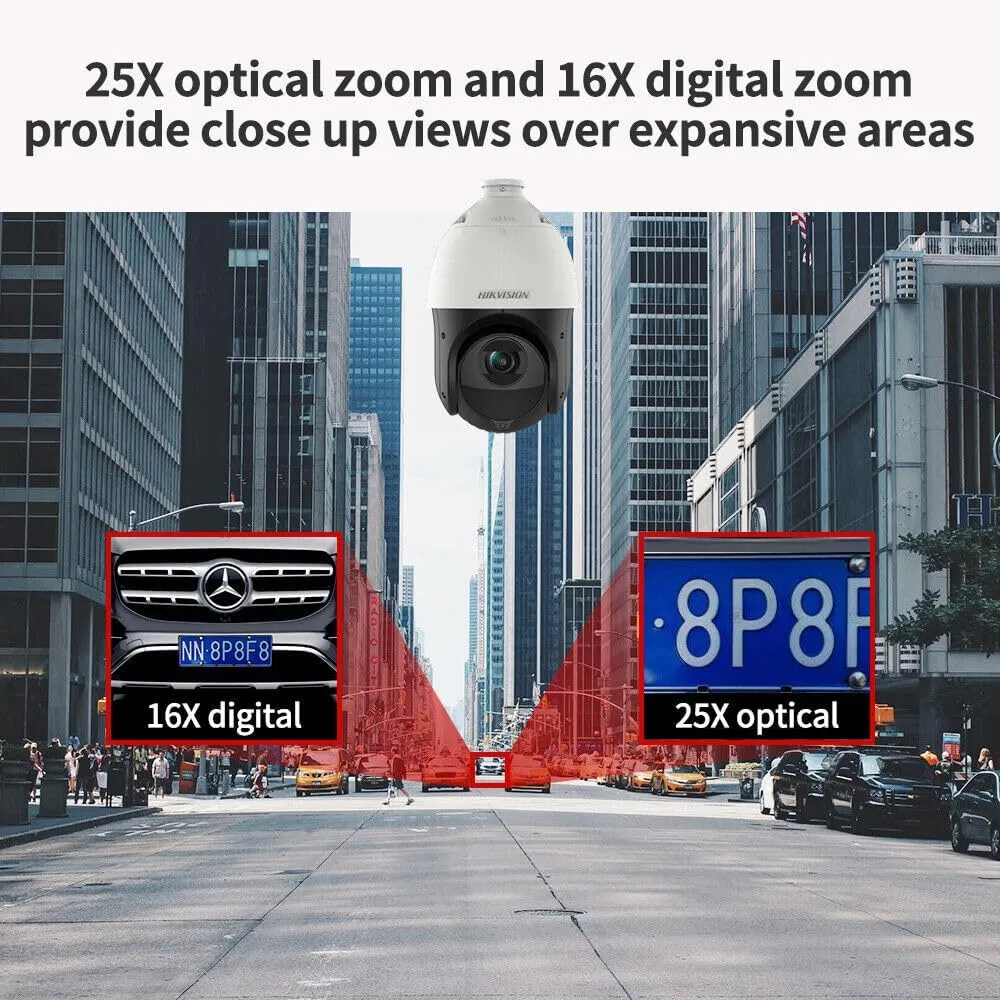 HIKV DS-2DE4425IW-DE(T5) 4MP Outdoor PTZ Speed Dome PoE IP Camera with 25x Optical Zoom(4.8~120mm Lens), Face Capture, Smart VCA, DarkFighter, 328ft IR Night Vision, WDR, Compatible with Hikvision