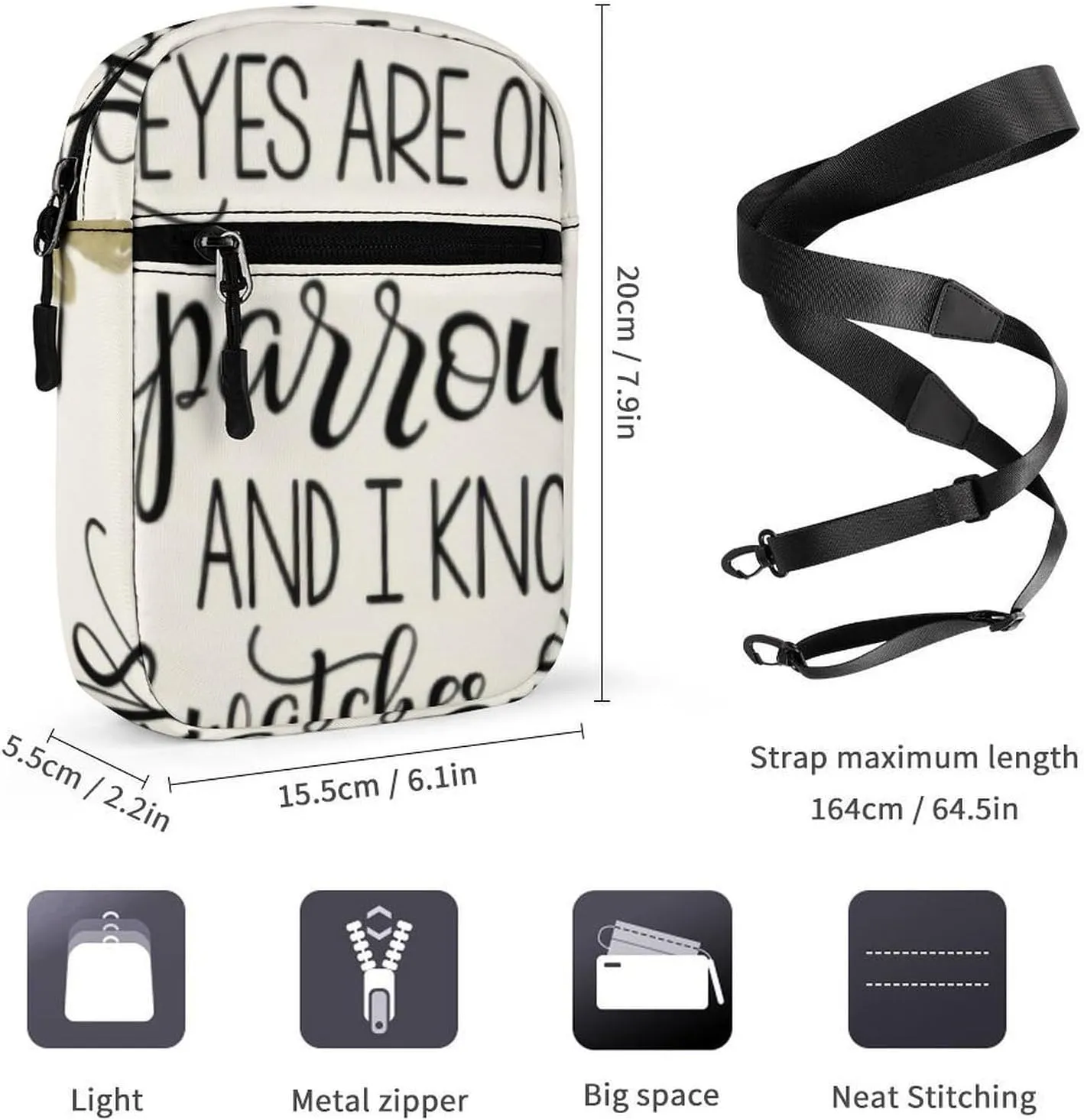 'His Eyes Are on The Sparrow Crossbody Bag Small Shoulder Bag Waterproof, Lightweight And Convenient