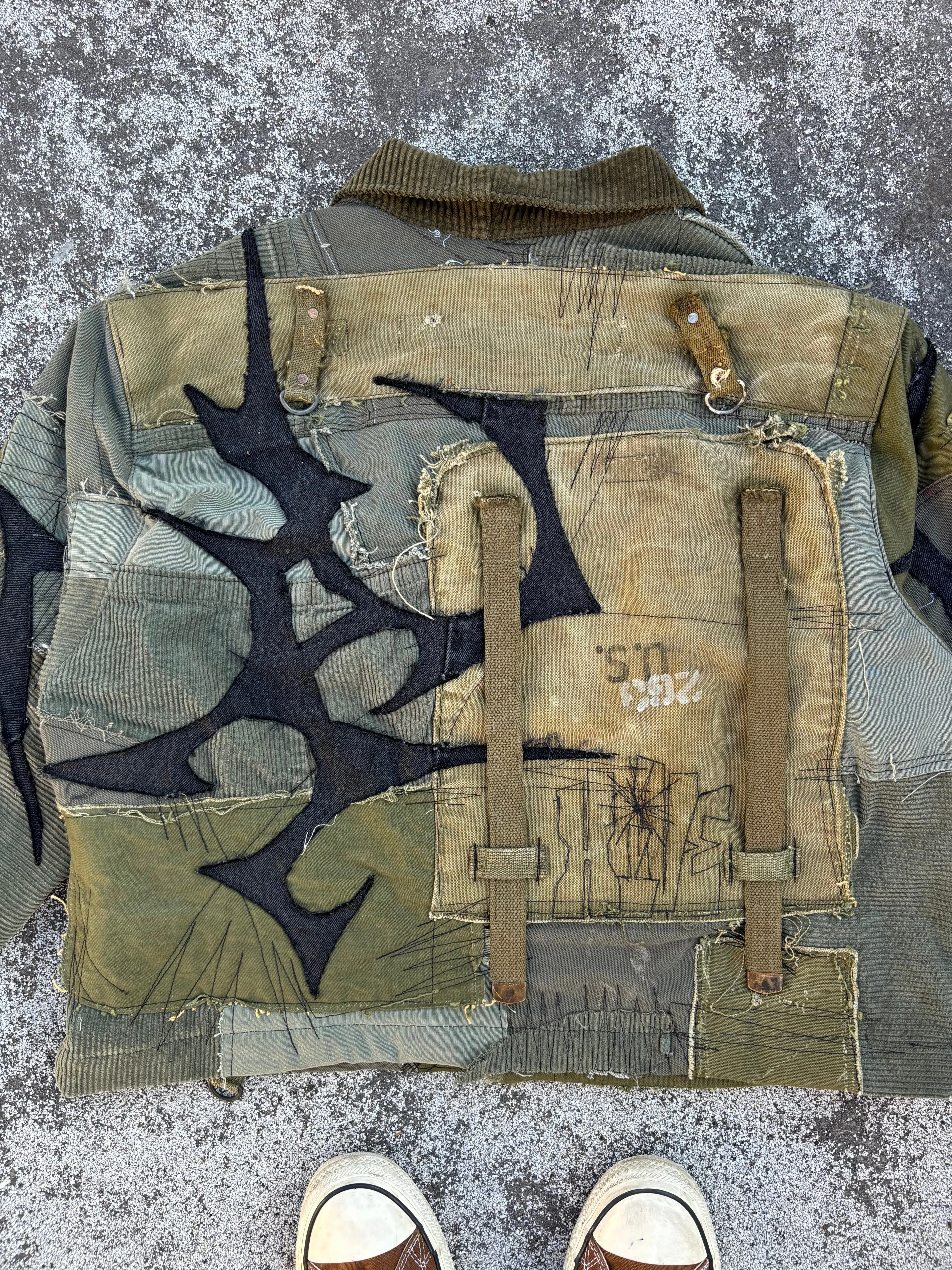 HIVE.MENTALITY Tribal patchwork military jacket