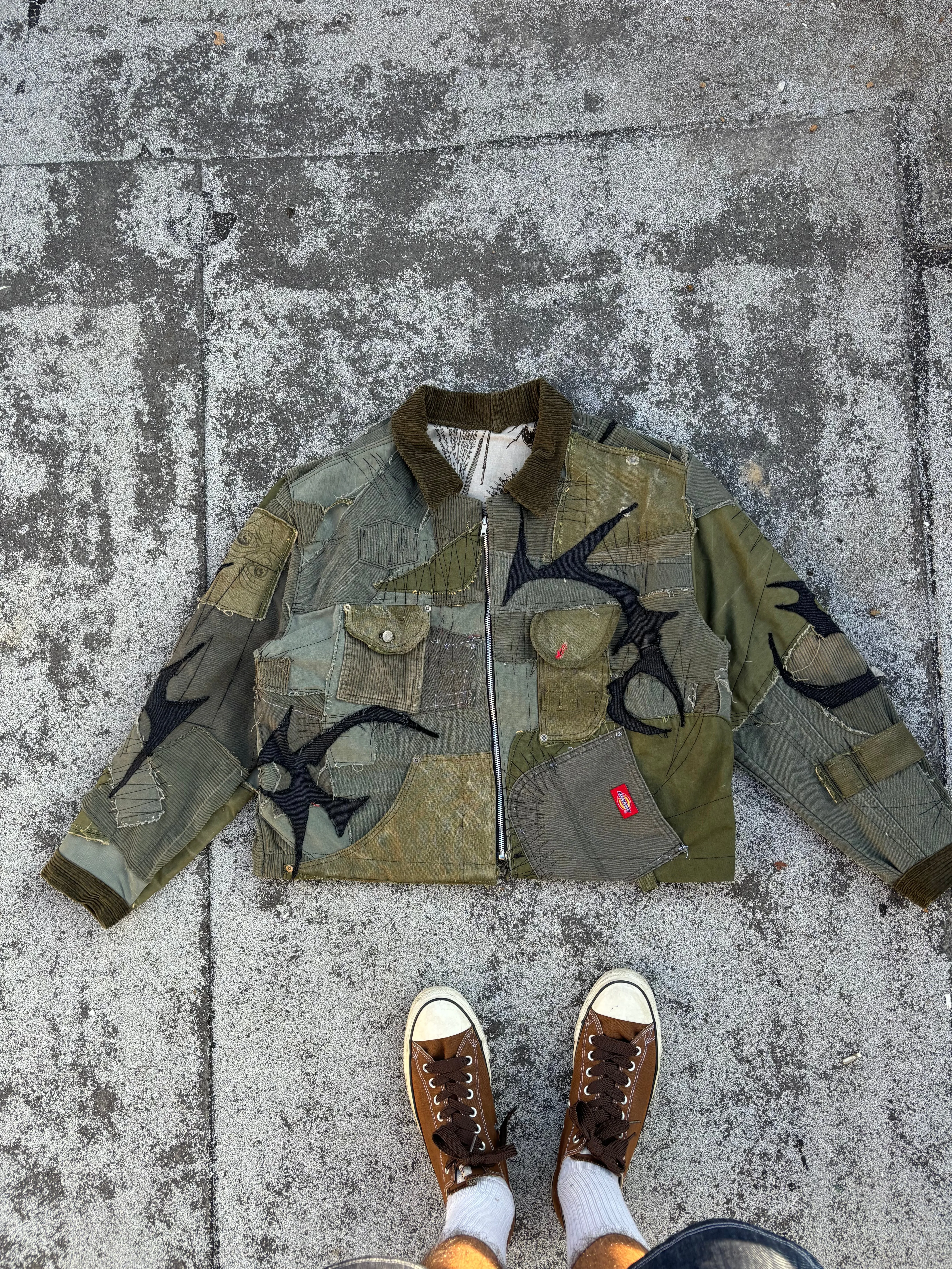 HIVE.MENTALITY Tribal patchwork military jacket