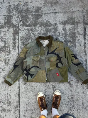 HIVE.MENTALITY Tribal patchwork military jacket