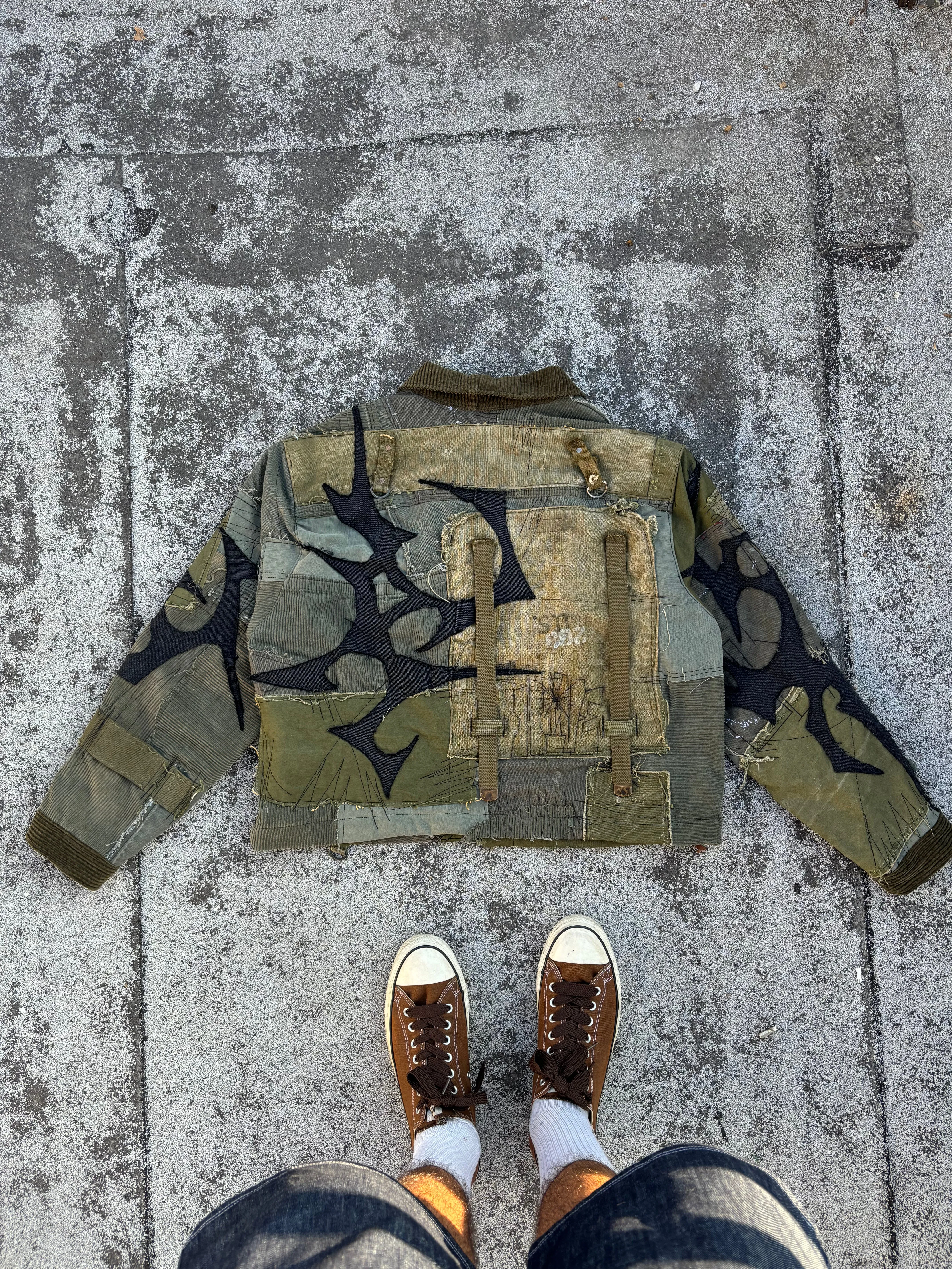 HIVE.MENTALITY Tribal patchwork military jacket