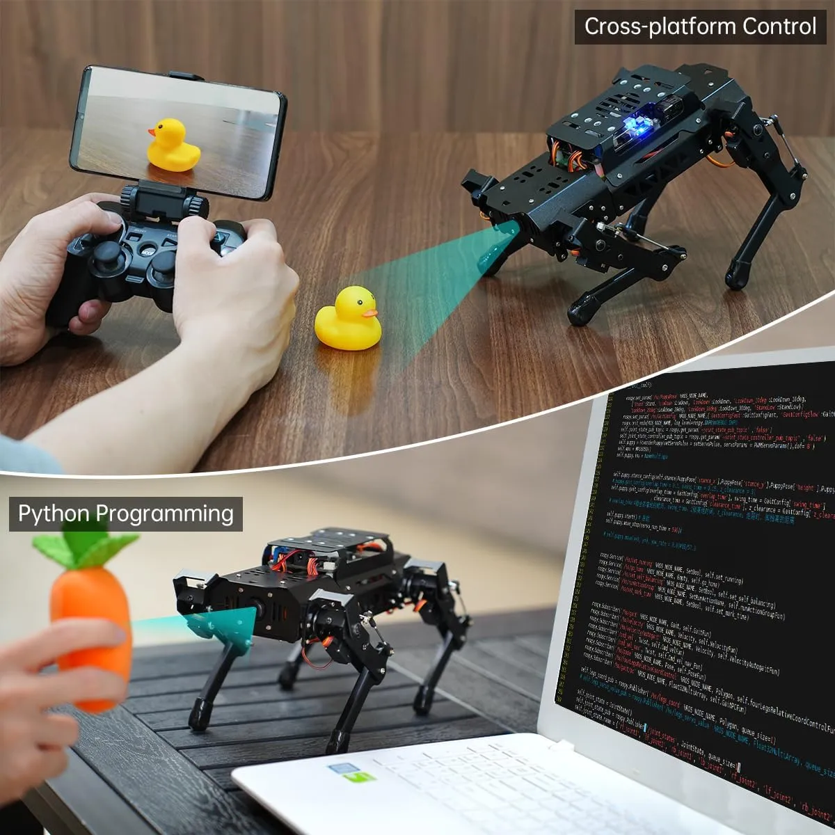 HIWONDER Quadruped Robot for RaspberryPi 5 ROS2 ROS1 Open Source AI Vision Smart Robot Dog for Adults and Teens, PuppyPi Advanced & RPi5 4GB
