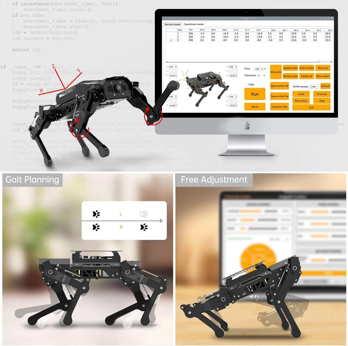 HIWONDER Quadruped Robot for RaspberryPi 5 ROS2 ROS1 Open Source AI Vision Smart Robot Dog for Adults and Teens, PuppyPi Advanced & RPi5 4GB