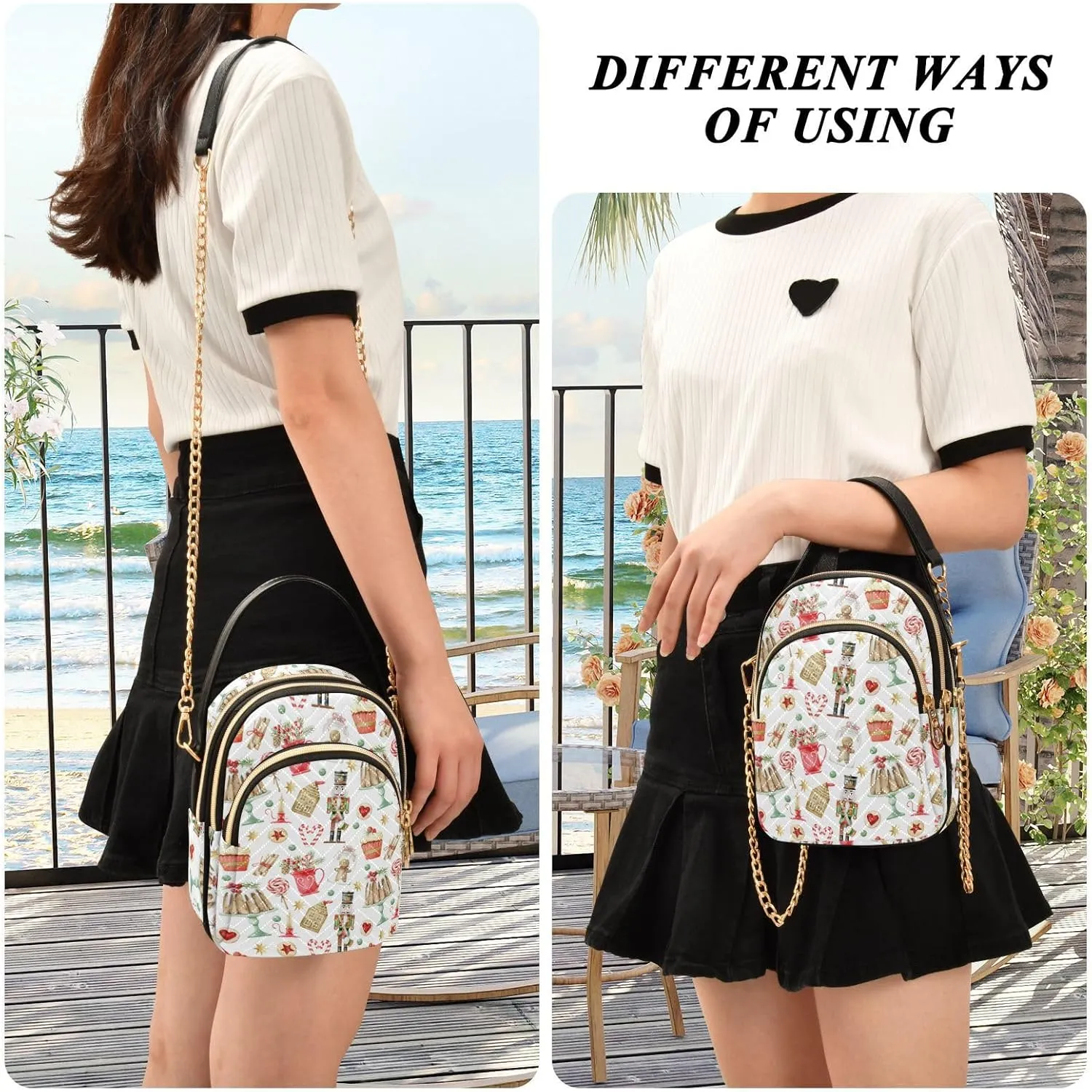 Holiday Festive Cell Phone Purse Crossbody Handbag Durable Shoulder Bag Travel Pouch