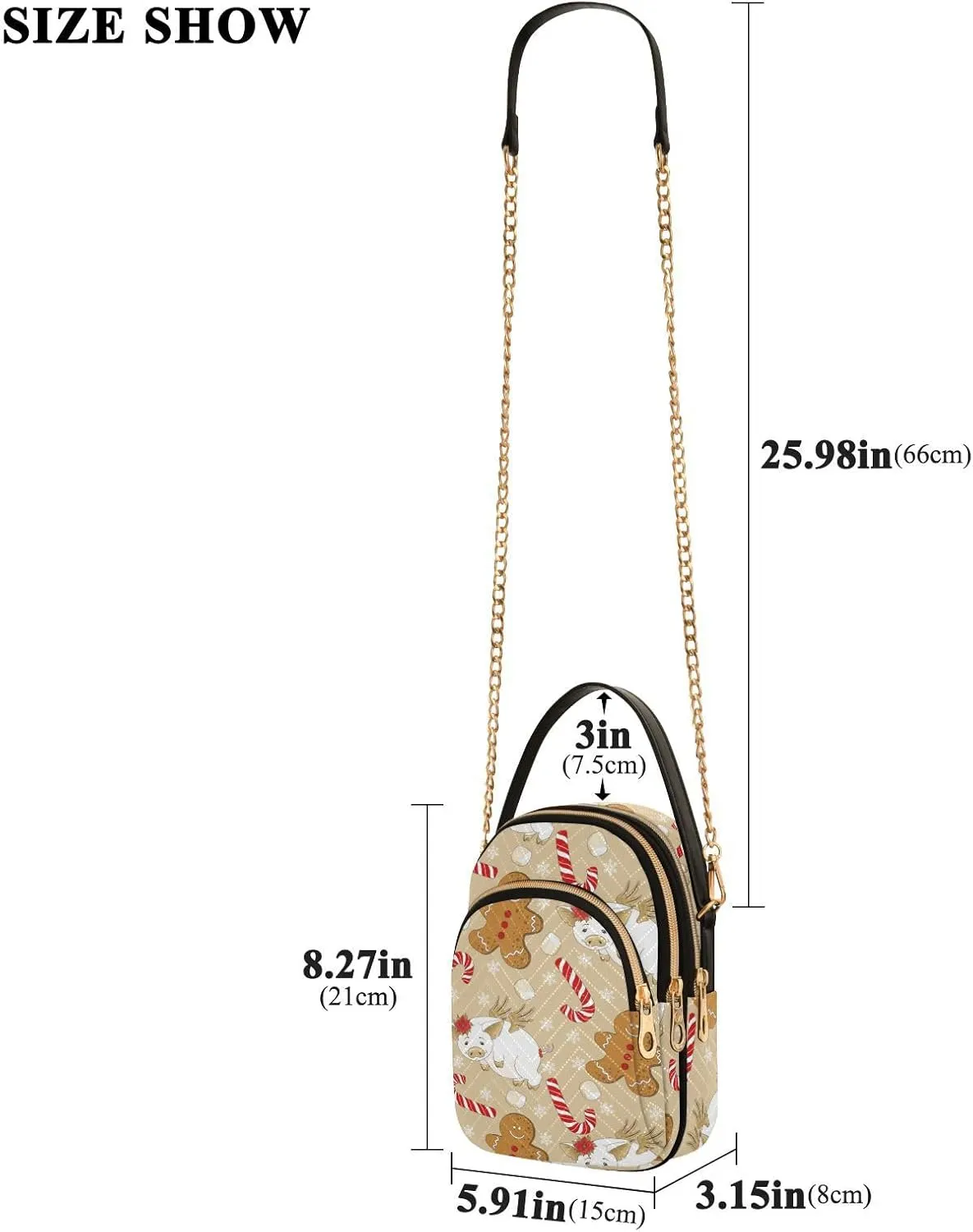 Holiday Festive Cell Phone Purse Crossbody Handbag Durable Shoulder Bag Travel Pouch