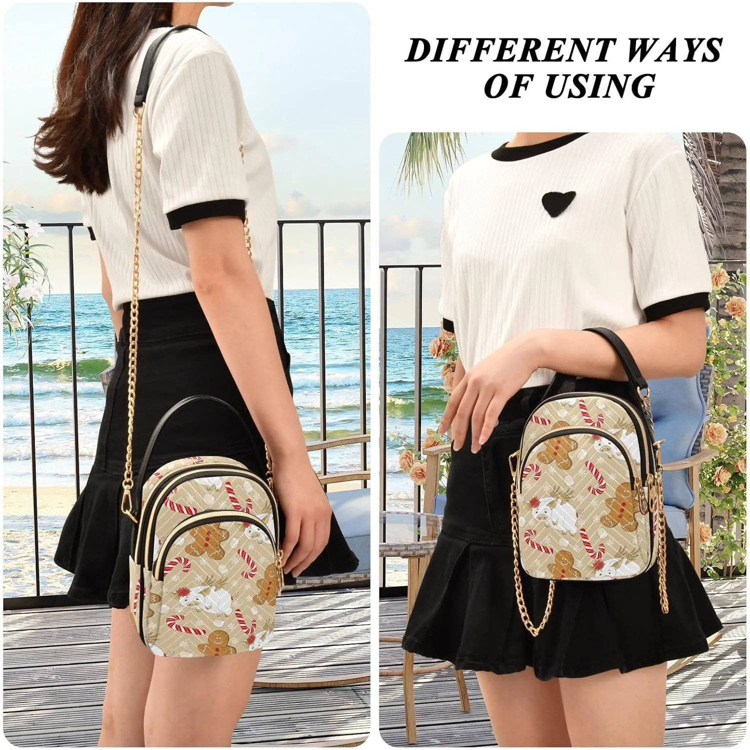 Holiday Festive Cell Phone Purse Crossbody Handbag Durable Shoulder Bag Travel Pouch