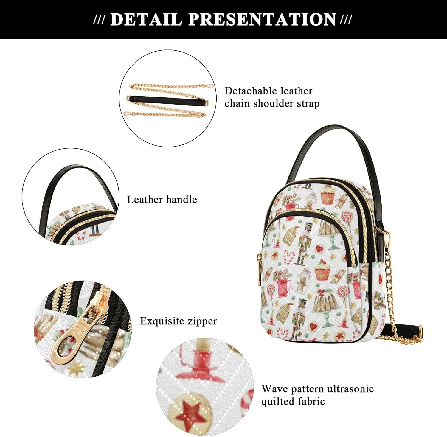 Holiday Festive Cell Phone Purse Crossbody Handbag Durable Shoulder Bag Travel Pouch