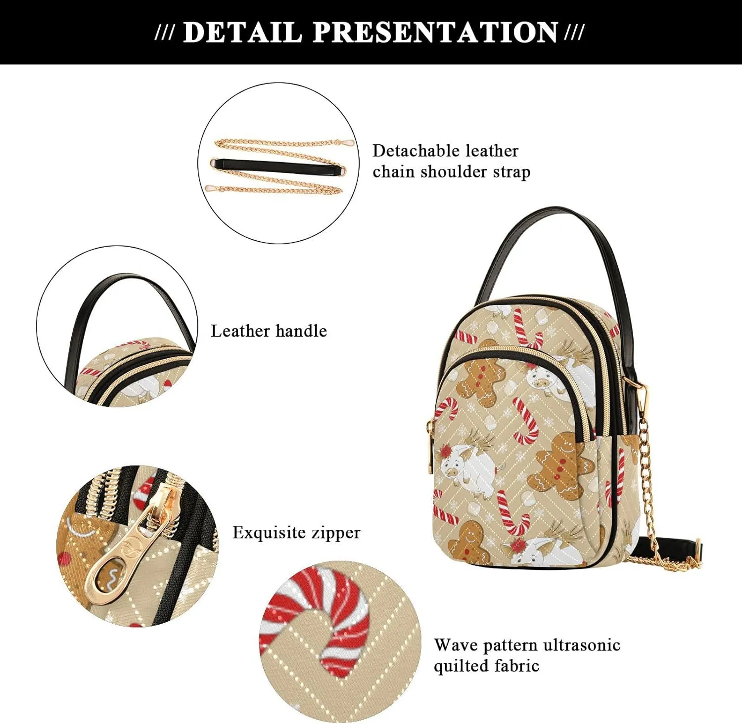 Holiday Festive Cell Phone Purse Crossbody Handbag Durable Shoulder Bag Travel Pouch