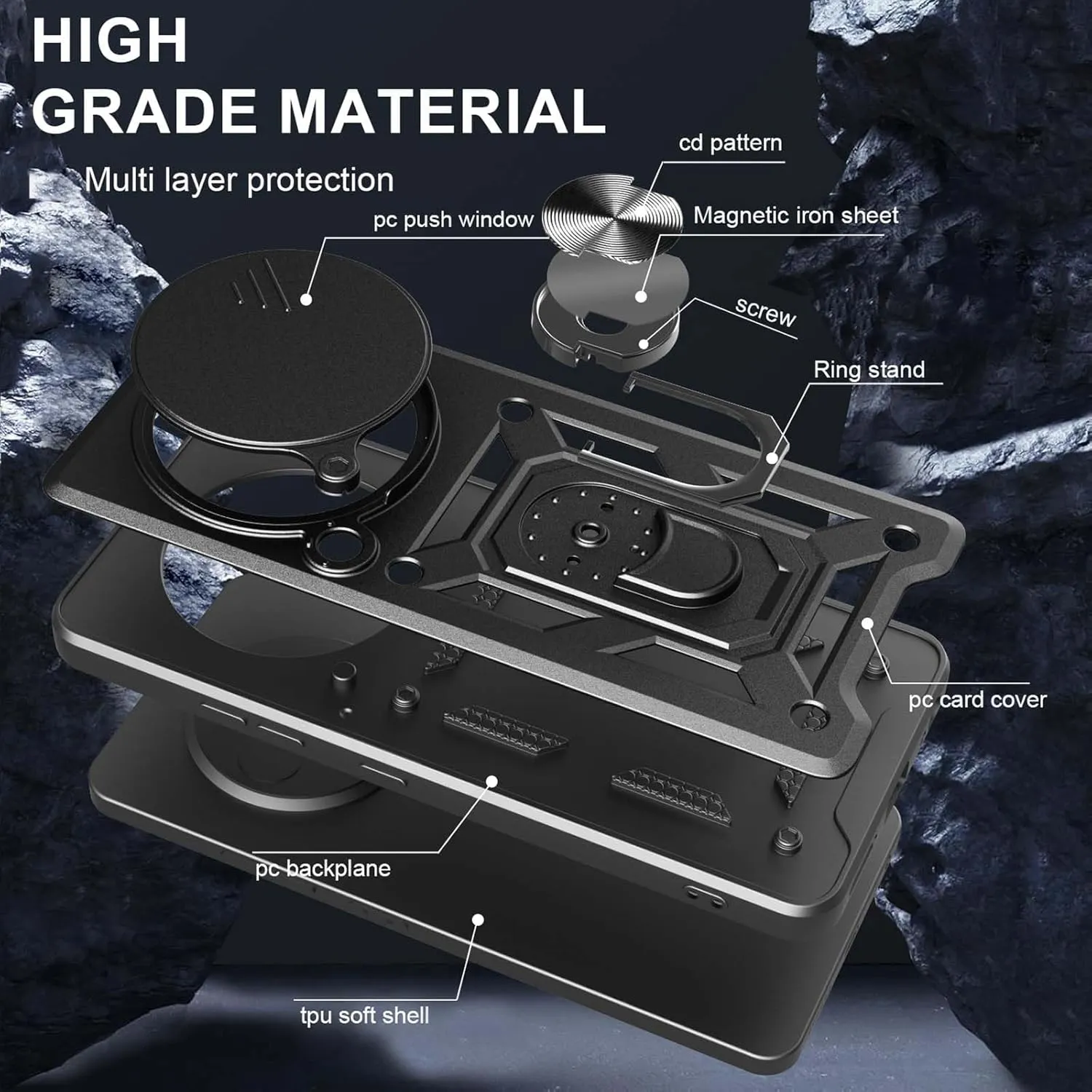 Honor Magic 7 Lite Case Shockproof Ring Stand Phone Camera Lens Cover