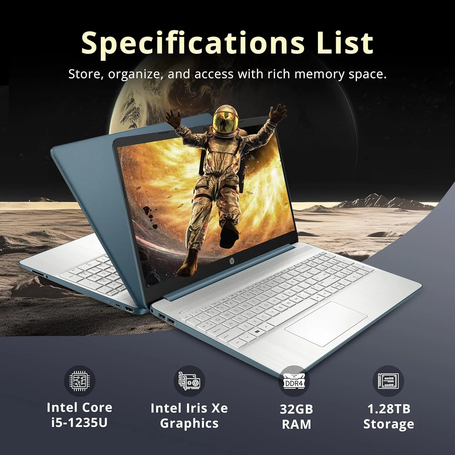 HP 15.6" Anti-Glare FHD Business Laptop, Intel i5-1235U, 32GB RAM, 1.28TB Storage(1TB SSD 288GB Docking Station Set), Intel Iris Xe Graphics, Number Pad, 720p Webcam, Win 11 Pro, Spruce Blue