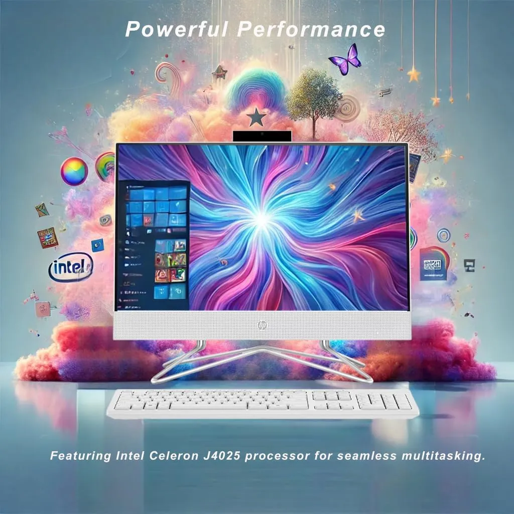 HP 22 inch All-in-One Desktop PC • 2024 Latest Model • Microsoft Office Trial • FHD Display • 8GB RAM • 1TB Storage (512GB SSD   512GB External HD) • Intel Celeron CPU • w/WOWPC Bundle • Win 11 Pro