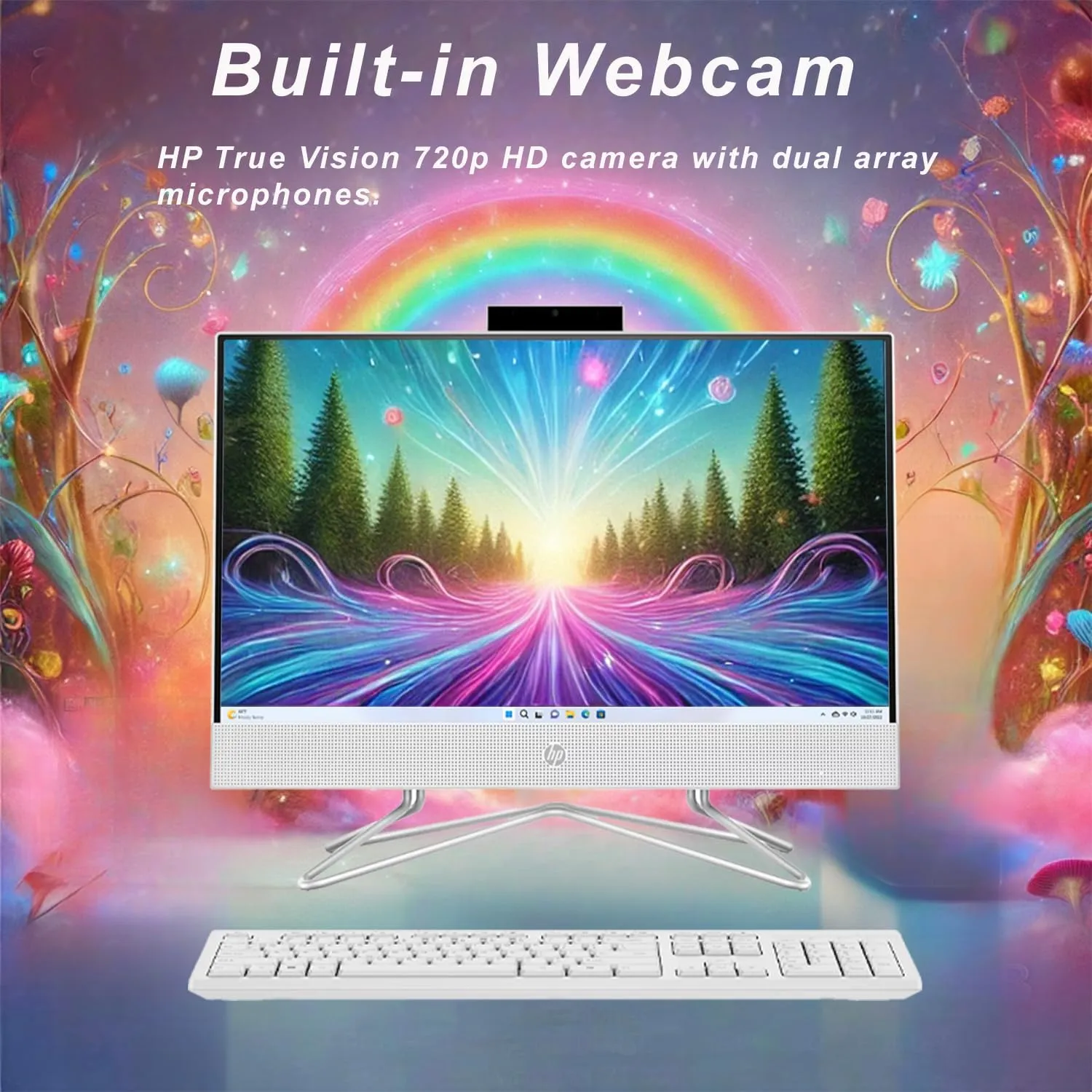 HP 22 inch All-in-One Desktop PC • 2024 Latest Model • Microsoft Office Trial • FHD Display • 8GB RAM • 1TB Storage (512GB SSD   512GB External HD) • Intel Celeron CPU • w/WOWPC Bundle • Win 11 Pro