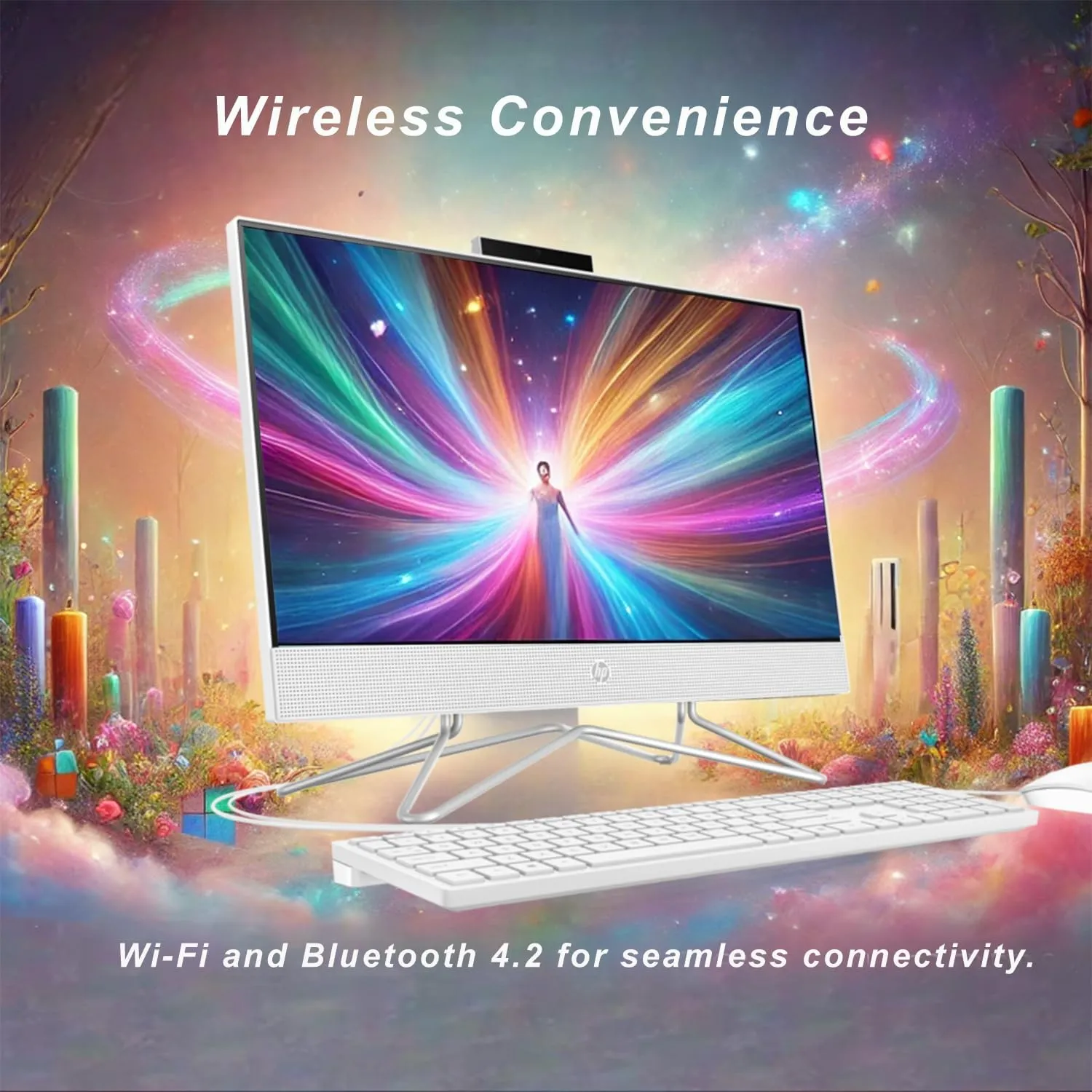 HP 22 inch All-in-One Desktop PC • 2024 Latest Model • Microsoft Office Trial • FHD Display • 8GB RAM • 1TB Storage (512GB SSD   512GB External HD) • Intel Celeron CPU • w/WOWPC Bundle • Win 11 Pro