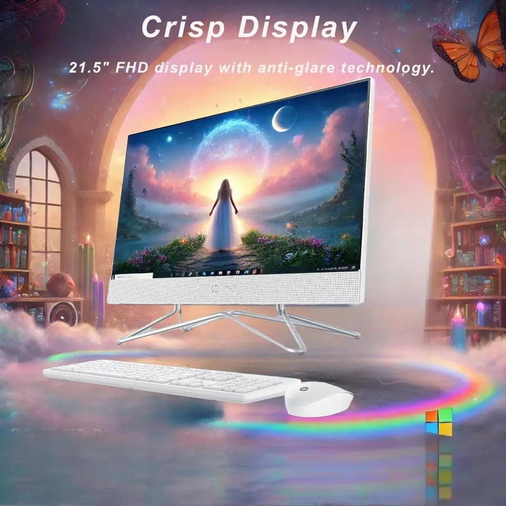 HP 22 inch All-in-One Desktop PC • 2024 Latest Model • Microsoft Office Trial • FHD Display • 8GB RAM • 1TB Storage (512GB SSD   512GB External HD) • Intel Celeron CPU • w/WOWPC Bundle • Win 11 Pro