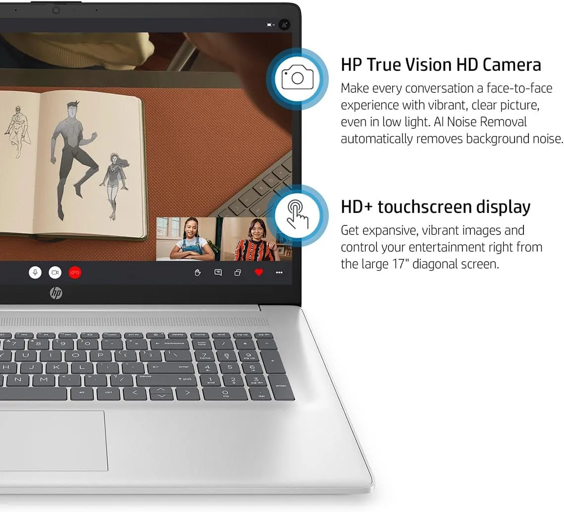 HP Business Touchscreen Laptop 17 inch, Intel 10-Core i7-1355U(up to 5.0 GHz), 64 GB RAM, 2 TB SSD, Intel Iris Xe GPU, Wi-Fi 6, Fingerprint, MS Office Pro Lifetime License, Windows 11 Pro, w/Mouse